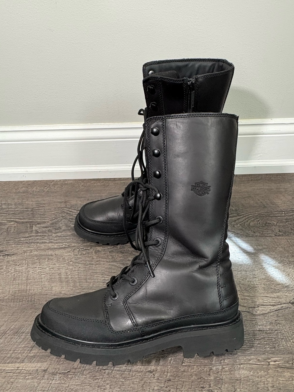 HARLEY DAVIDSON Akers 9" Womens Black Leather Motorcycle Boots